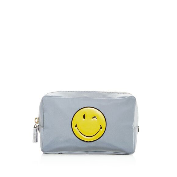 Anya Hindmarch Handbags - Anya Hindmarch Women's Silver Logo Nylon Strapless Clutch Handbag Purse